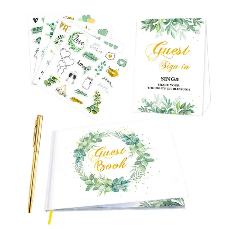 

Wedding Guest Book 120 Pages Wedding Photo Guest Book Hardcover Photo Album Sign-in Book Includes Sign-in Pen 4 Stickers