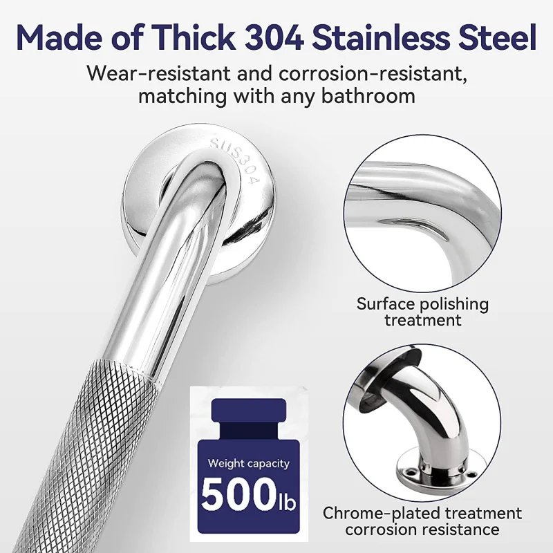 Bathroom Tub Toilet Handrail Grab Bar Stainless Steel 300/400/500Mm Anti Slip Shower Safety Support Handle Towel Rack