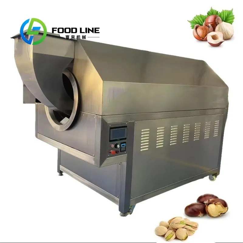 50-800kg/h Commercial Drum Rotary Peanut Roasting Machine Walnut Chestnut Roaster Nut Machine