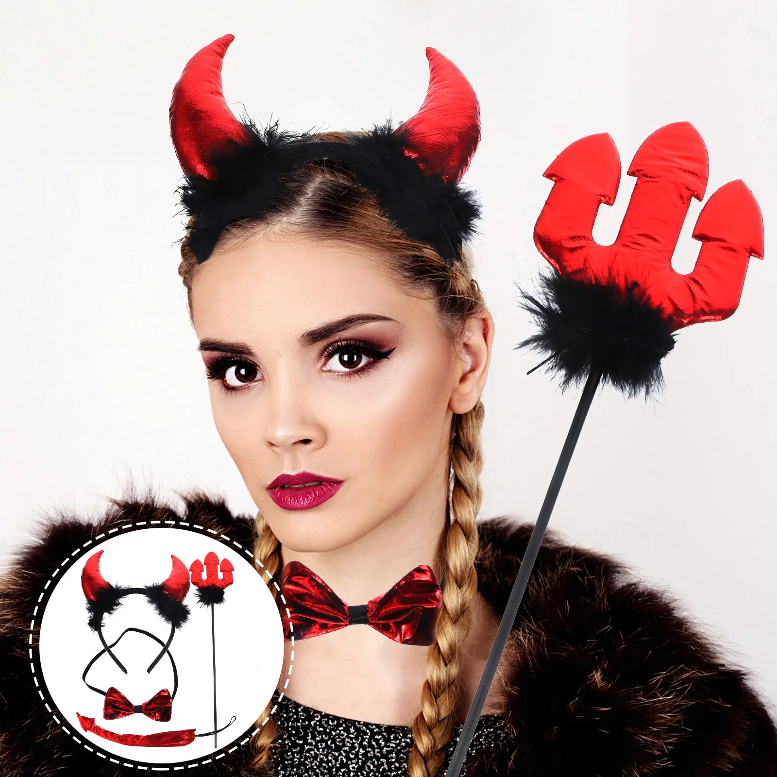 مجموعة واحدة من أغطية الرأس التنكرية مع ذيل الأذنين لمستلزمات الهالوين للأطفال وحفلات الهالوين وإكسسوارات ذات موضوع فريد