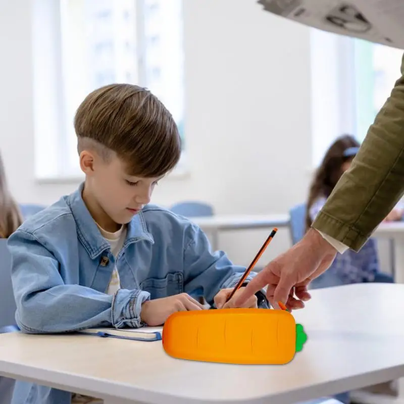 Sacchetto di matita di carota organizzatore di penne in Silicone sacchetto di trucco portatile sacchetto di penna organizzatore multifunzionale per ragazze adulte ragazzi scuola