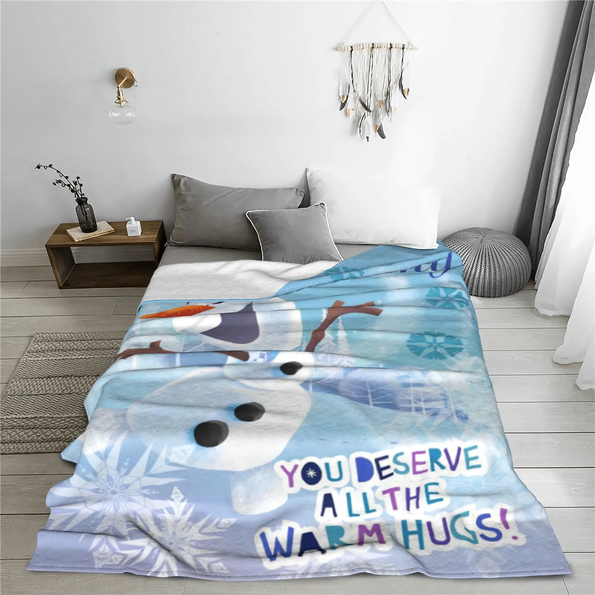 Frozen Olaf Mummy Warm Hug Fleece Throw Blankets Cartoon Cute Blanket for Sofa Outdoor Warm Outdoor Multi-function