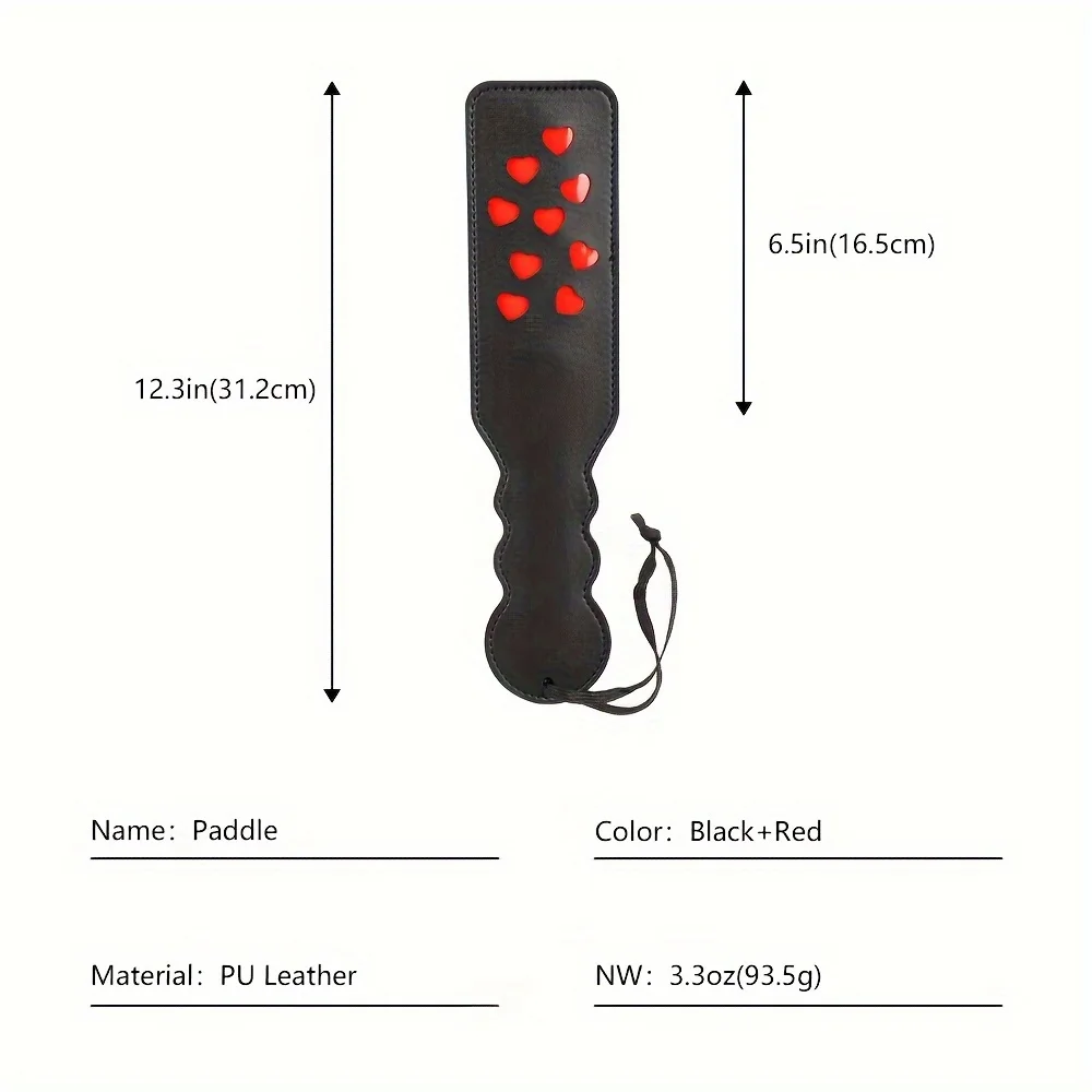 PULeather Paddle with Multiple Hearts Shaped Spanking Paddle Alternative BDSM Adult Flirting Sex Play Toys For Women and Couples