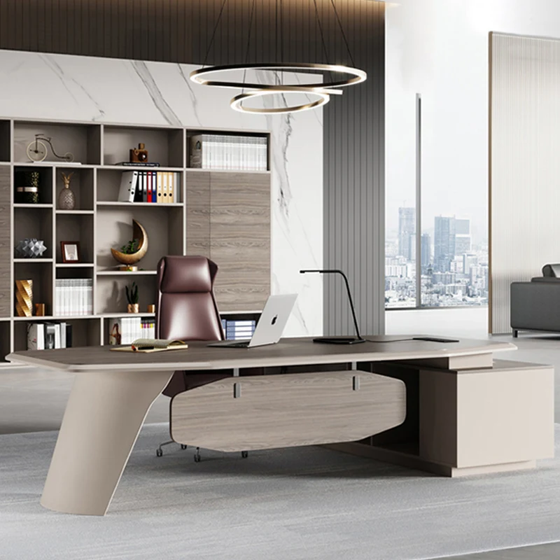 يتميز مكتب حديث مع الرئيس التنفيذي على شكل حرف L وأثاث مكتبي حديث #1