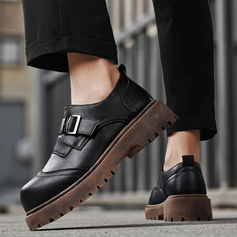 

2025 Autumn New Retro Concise Design Low Top Casual Single Shoes for Men's British Style Versatile Comfortable Platform sneakers