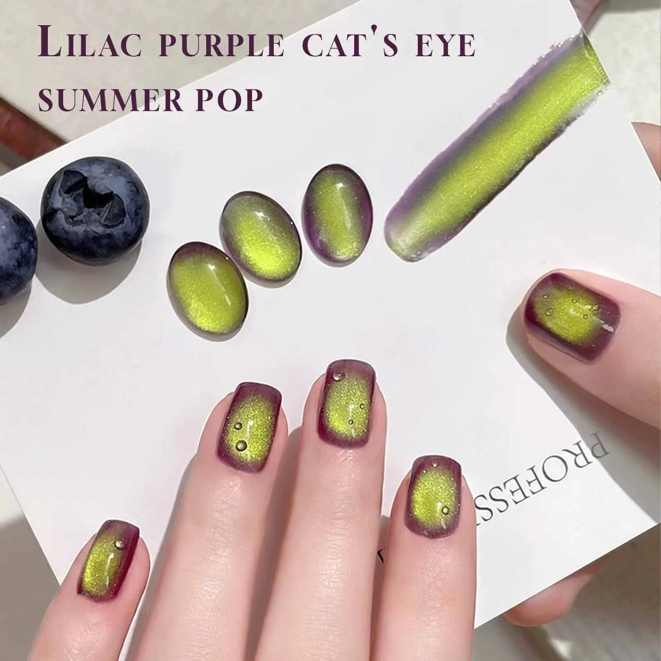 MIANEL 1-10pcs12ML Spring Nails Japanese Style Green Grape Purple Cat Eye Gel Nail Polish Purple Summer Nails Purple Nails