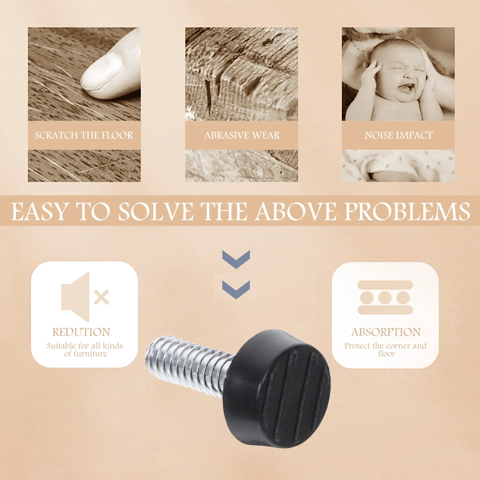 

50Pcs Furniture Levelers Adjustable 14thread Screw on Table Feet Leveling Pads for Chairs Desks Cabinets Durable Protective