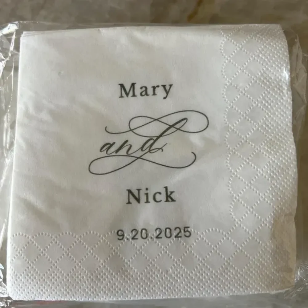 مناديل مطبوعة مخصصة مع أسماء وشعارات لحفلات الزفاف والمطاعم والمقاهي والفنادق ومحلات الحلوى والعشاء العائلي والاحتفالات الحفلات