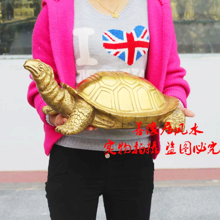 50CM large Huge home Porch lobby efficacious Protection efficacious Mascot thriving business bronze GOLDEN turtle FENG SHUI art