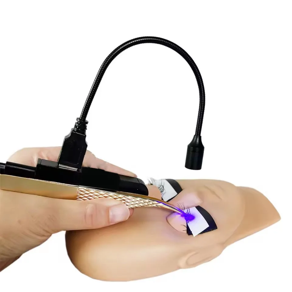 LED Replaceable Lamp Head Eyelash Extend Grafting Equipped Nail Art Lamp with Foot Switch Tweezers Ultraviolet UV Curing Lamp