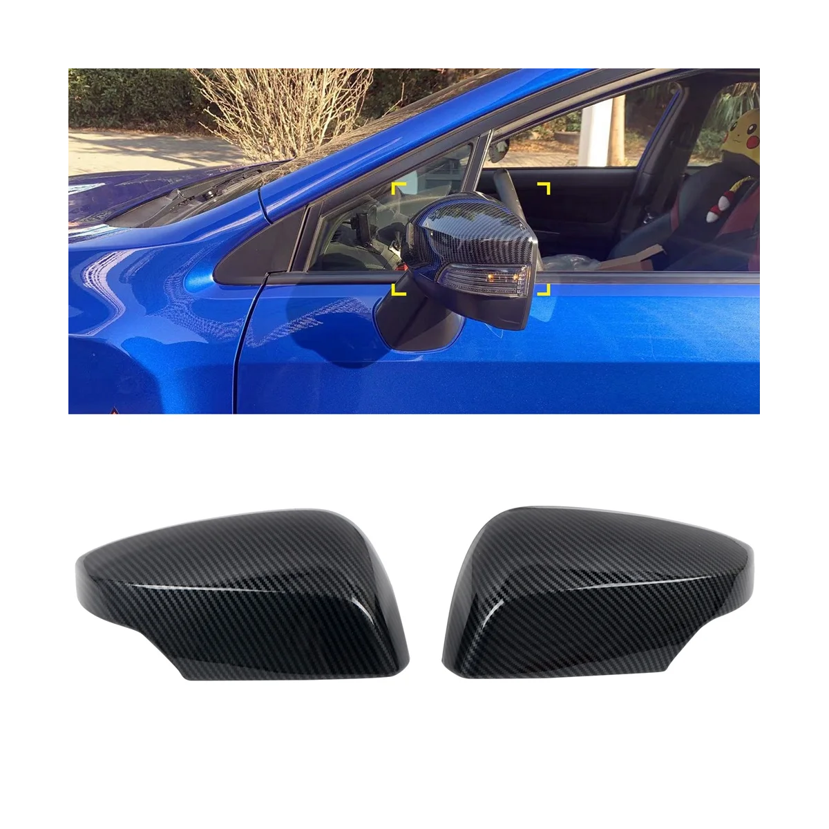 Car Carbon Fiber Rearview Side Gl  Mirror Cover Trim Frame Side Mirror Caps for Subaru WRX / WRX STI 2015-2021