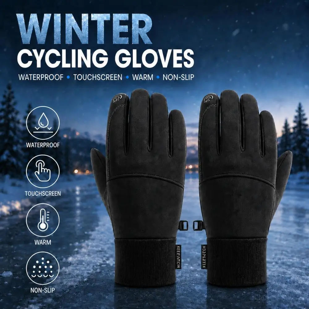 Winter Warm Ski Gloves, Simple Fashion Fleece Lined Full Finger Gloves, Essential For Outdoor Cycling, Unisex Men Women
