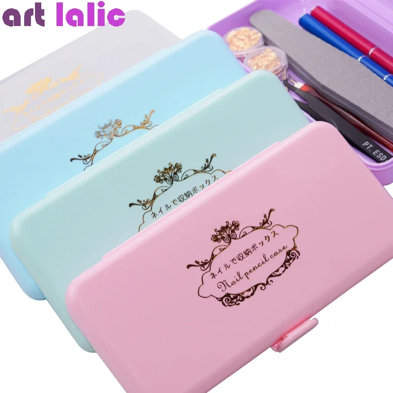 Dustproof Nail Art Organizer Box Long Nail Tools & Nail Brushes Storage Case Transparent Design for Easy Viewing