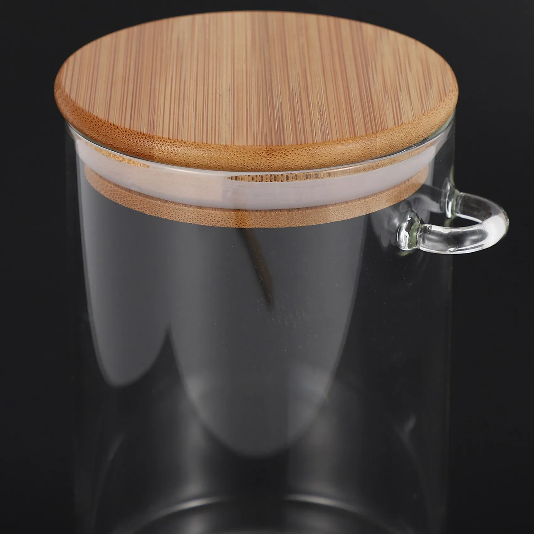 A33Z-4X جرة زجاجية لتخزين المواد الغذائية حاوية علبة شفافة مختومة مع غطاء وملعقة لشاي فضفاض وملح سكر حبوب البن #2