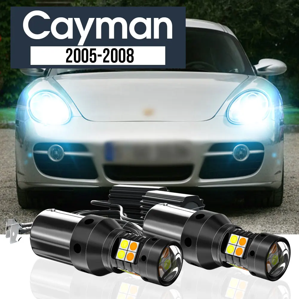 

2pcs LED Dual Mode Turn Signal+Daytime Running Light Blub DRL Canbus Accessories For Porsche Cayman 987 2005-2008 2006 2007