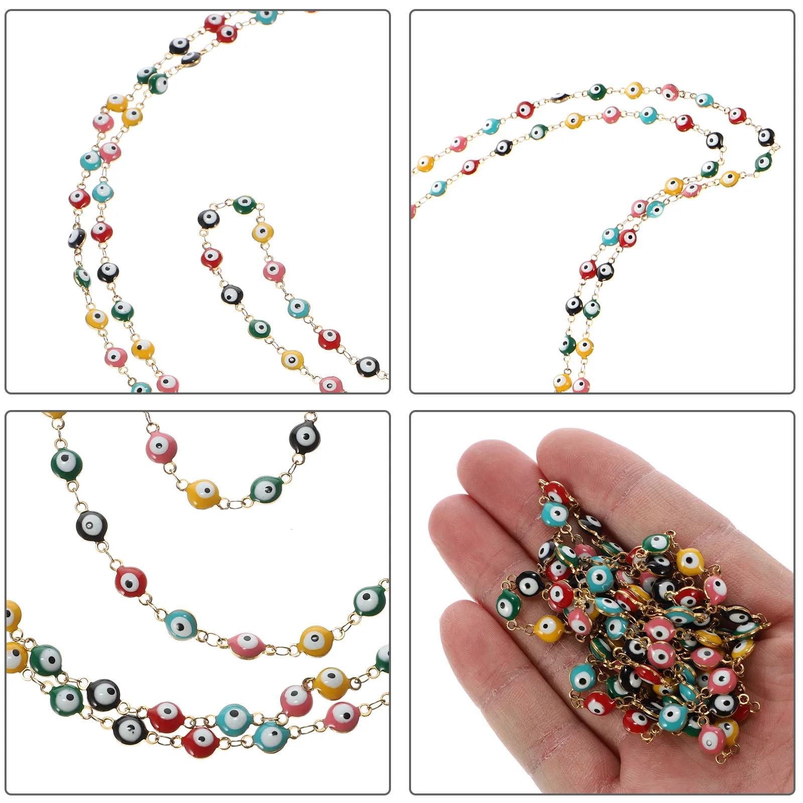 

1 Meter Evil Eye Link Charm Chain Stainless Steel Corrosion Resistant DIY Jewelry Making Bead Chain for Necklaces Bracelets