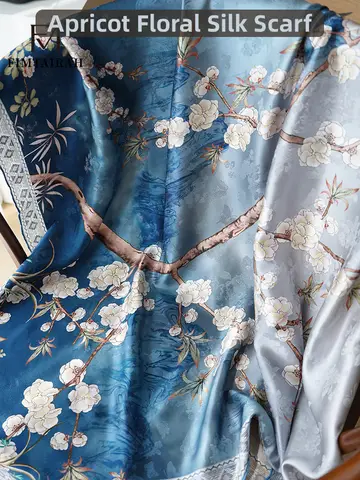 Fimtairah 20MM Apricot flower Rain silk flower double side of the same color new  gift mother Women Lady shawl Scarf