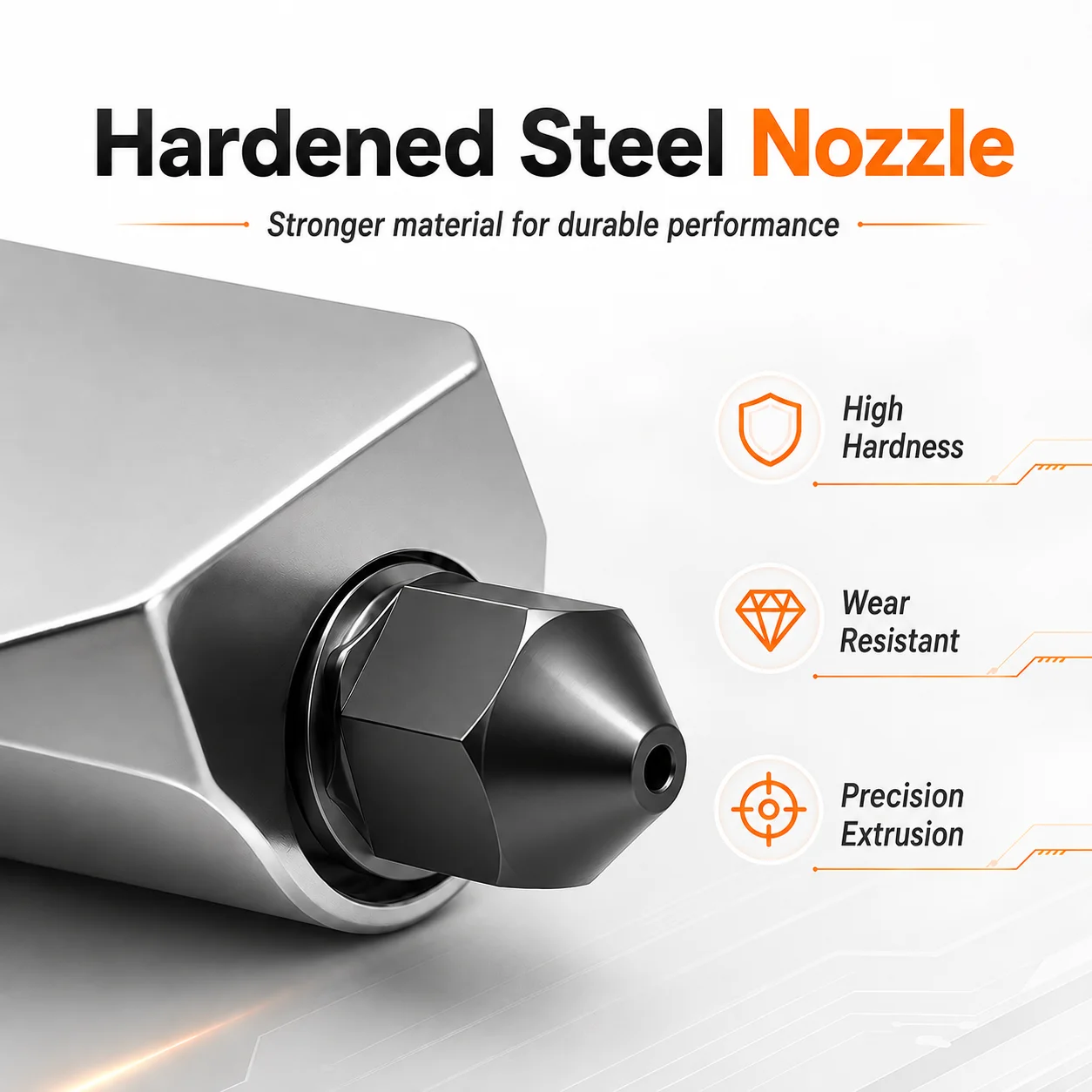 Hotend 0,2/0,4/0,6/0,8mm Düse aus gehärtetem Stahl, Ersatz-Hotend-Baugruppe, kompatibel mit Bambu Lab P2S H2D H2S H2C A1 A1 Mini – Detail 2