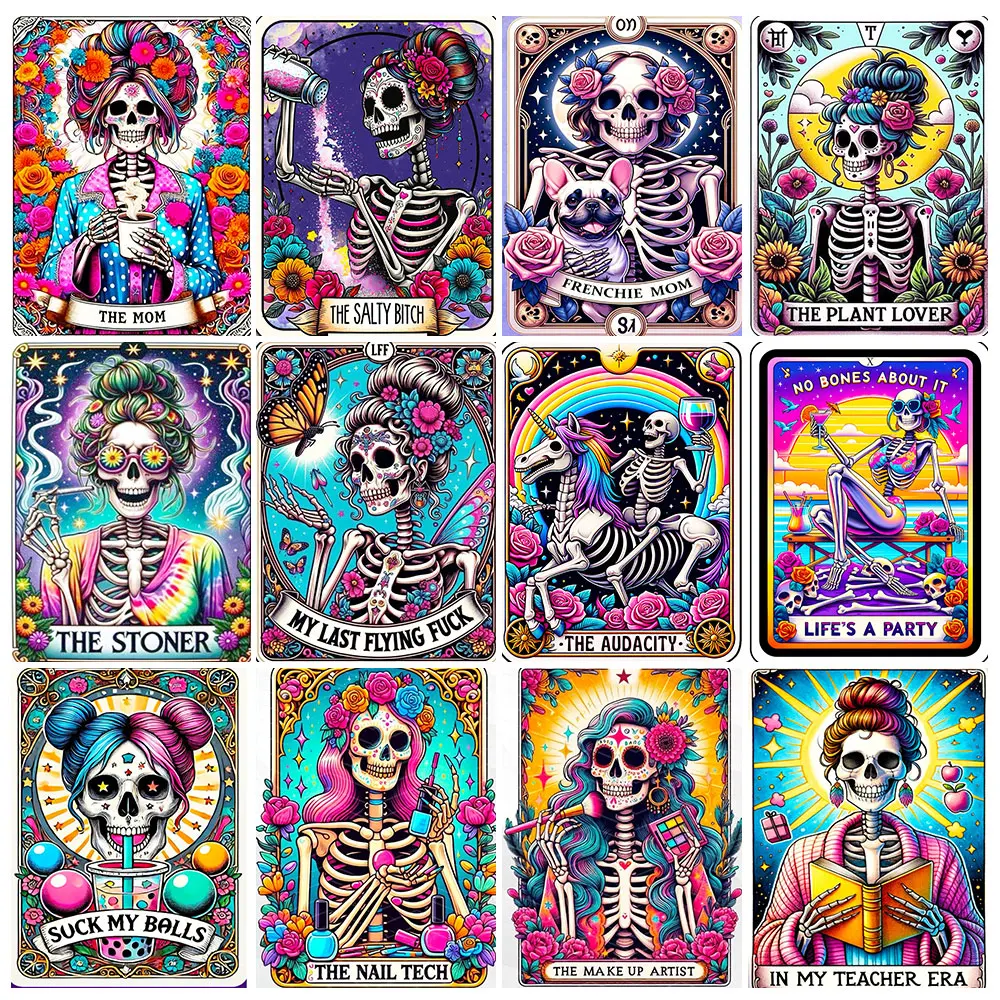 DIY Skull Art Diamond Painting Tarot Skull Woman Mosaic Cross Stitch Kit Rhinestone Picture DIY Gift Decorative Painting