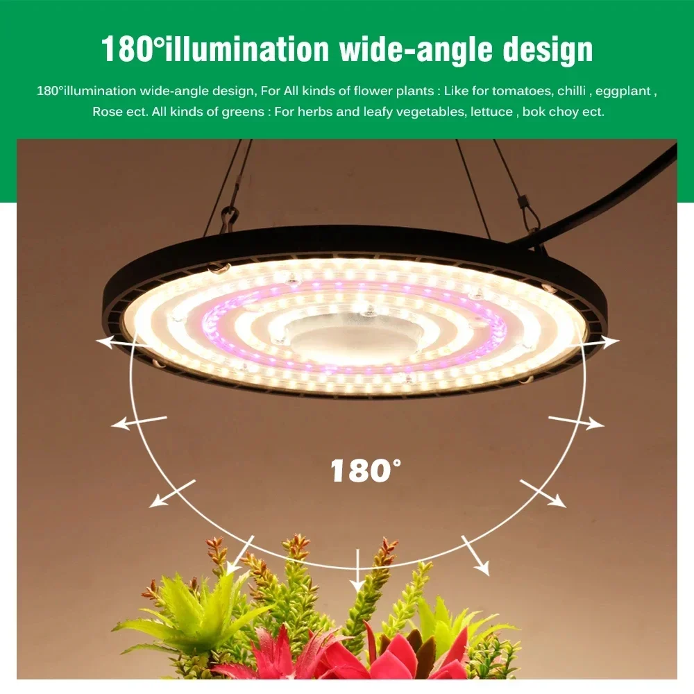 Newest Full Spectrum UFO Growing Lamps Greenhouse Planting Indoor LED Fill Lights Plant Growth Lamps 4000K 6500K Sunlight Hot