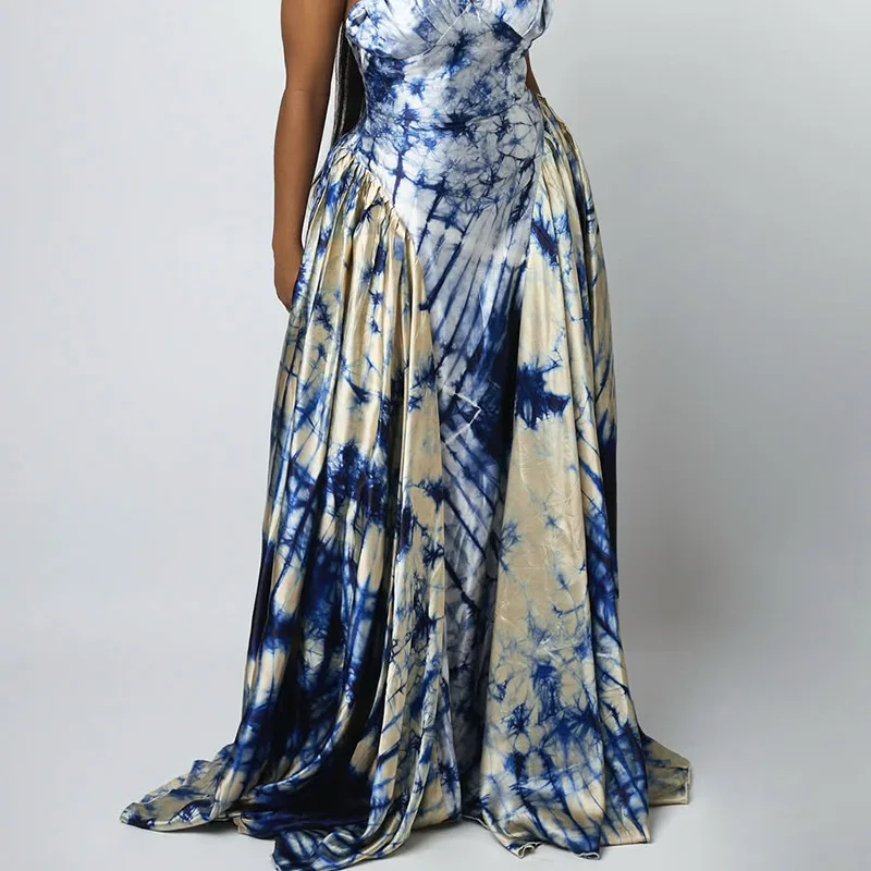 セクシーなサテン花柄プリントドレス女性のためのエレガントなヴィンテージスパゲッティストラップレースアップバックレスボヘミアンアメリカンレトロマキシドレス