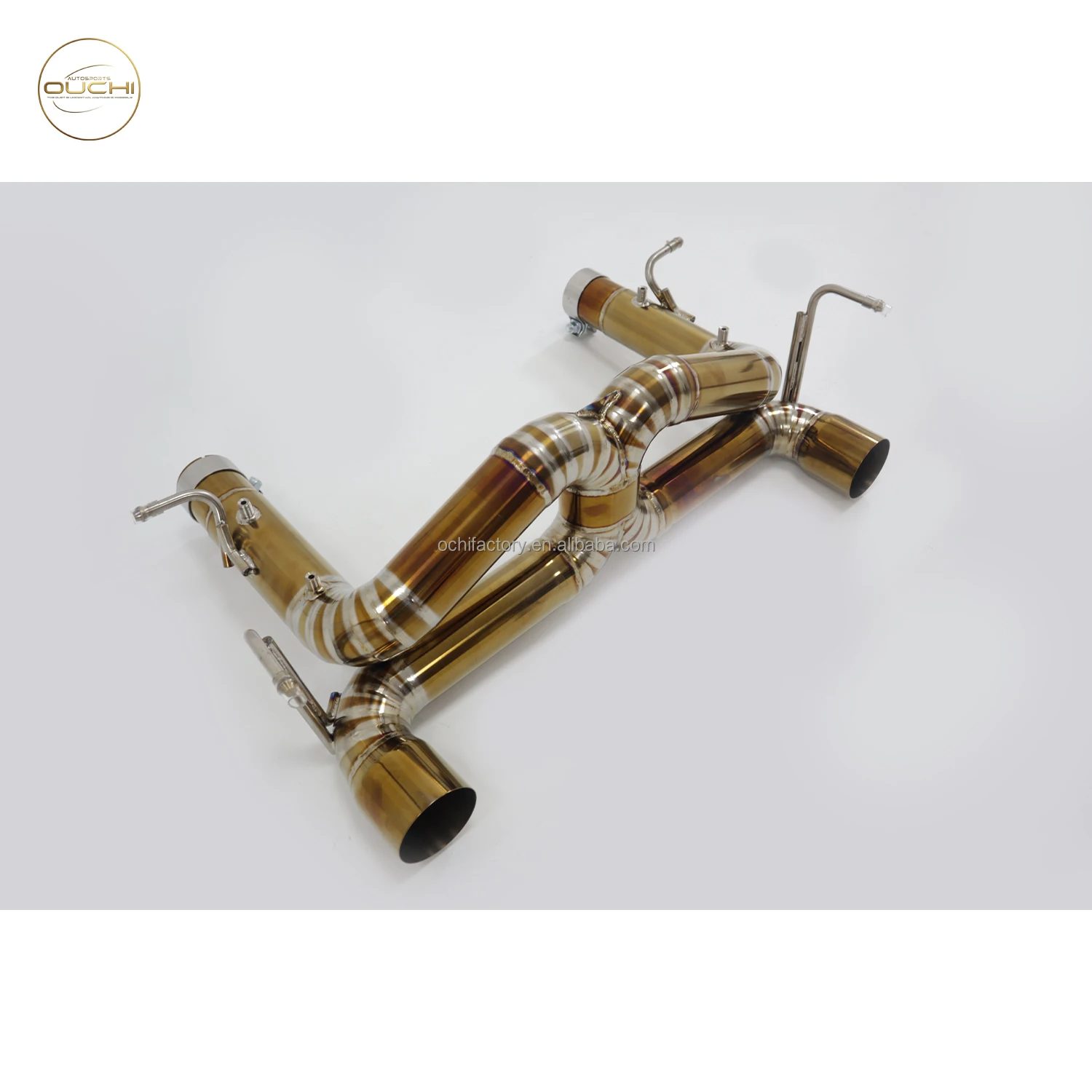 أجزاء أداء السيارات OUCHI لـ Ferrair F12 F8 2015-2019 3.9T Spider Pista Gold سبائك التيتانيوم Catback Supra صمام العادم
