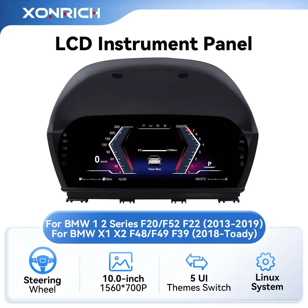 XONRICH Auto-Digitaldashboard für BMW 1 2er F20 F21 F52 F22 X1 F48 F49 X2 F39 Panel Tachometer virtuelles Cockpit-Instrument
