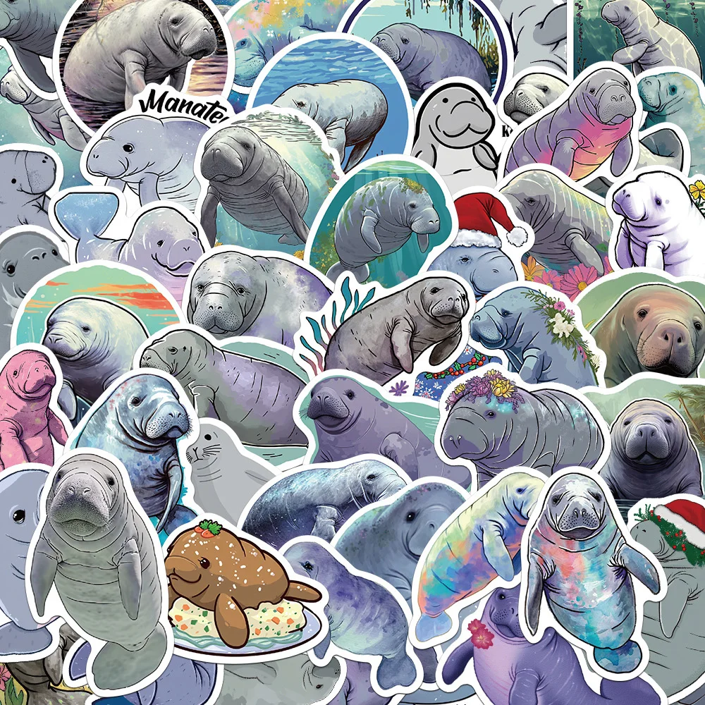 

10/30/50pcs Kawaii Manatee Animal Cartoon Stickers Decals DIY Motorcycle Travel Guitar Skateboard Classic Toy Fun Sticker Gifts