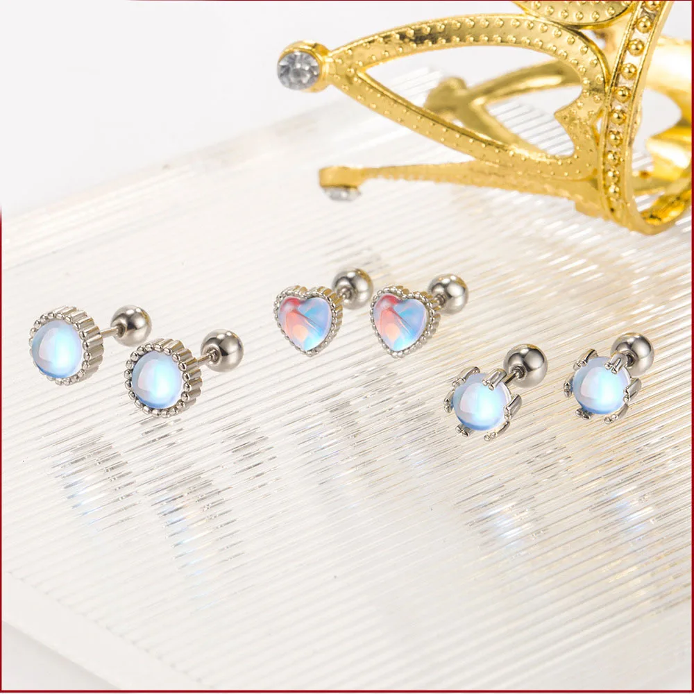 Charming 925 Sterling Silver Exquisite Round/Heart Shape/Claw Shape Stud Earrings Fashion Women Party Wedding Jewelry