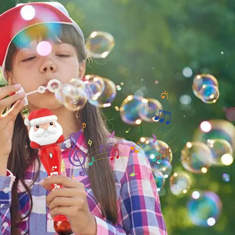 ไฟฟ้าคริสต์มาส Magic Bubble Wand เครื่องเป่าอัตโนมัติ Santa Shape เพลงเด็กมือถือ Bubble Blowing ของเล่นของขวัญ