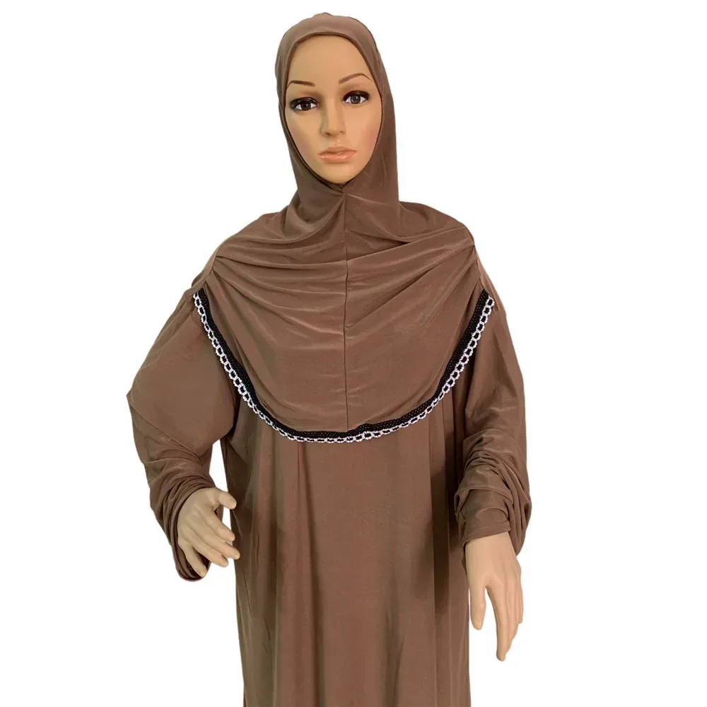 Musulmano Copertura Completa Indumento di Preghiera Eid Abaya Con Cappuccio Abito Islamico Tradizionale Turchia One Piece Donne Hijab Burqa Arabo Ramadan Robe