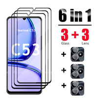6 In 1 For Realme C53 Glass Tempered Glass Realme C53 Glass Full Cover Screen Protector Camera Film Realme C53 Glass