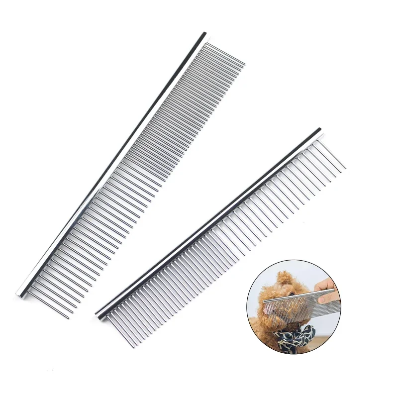 

Pet Hair Removal Comb Stainless Steel Pet Grooming Comb Gently Removes Loose Knotted Hair Dog Cat Cleaning Beauty Supplies