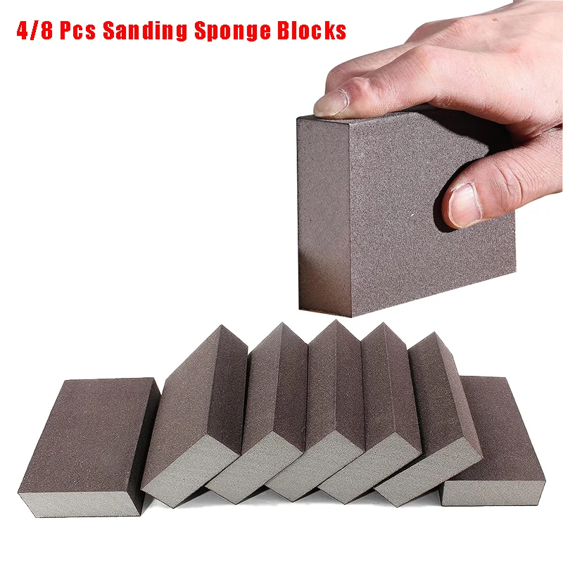 

Набор из 4/8 штук шлифовальных губок для влажной и сухой шлифовки, губки-наждачные бумаги для полировки и шлифовки металла и дерева