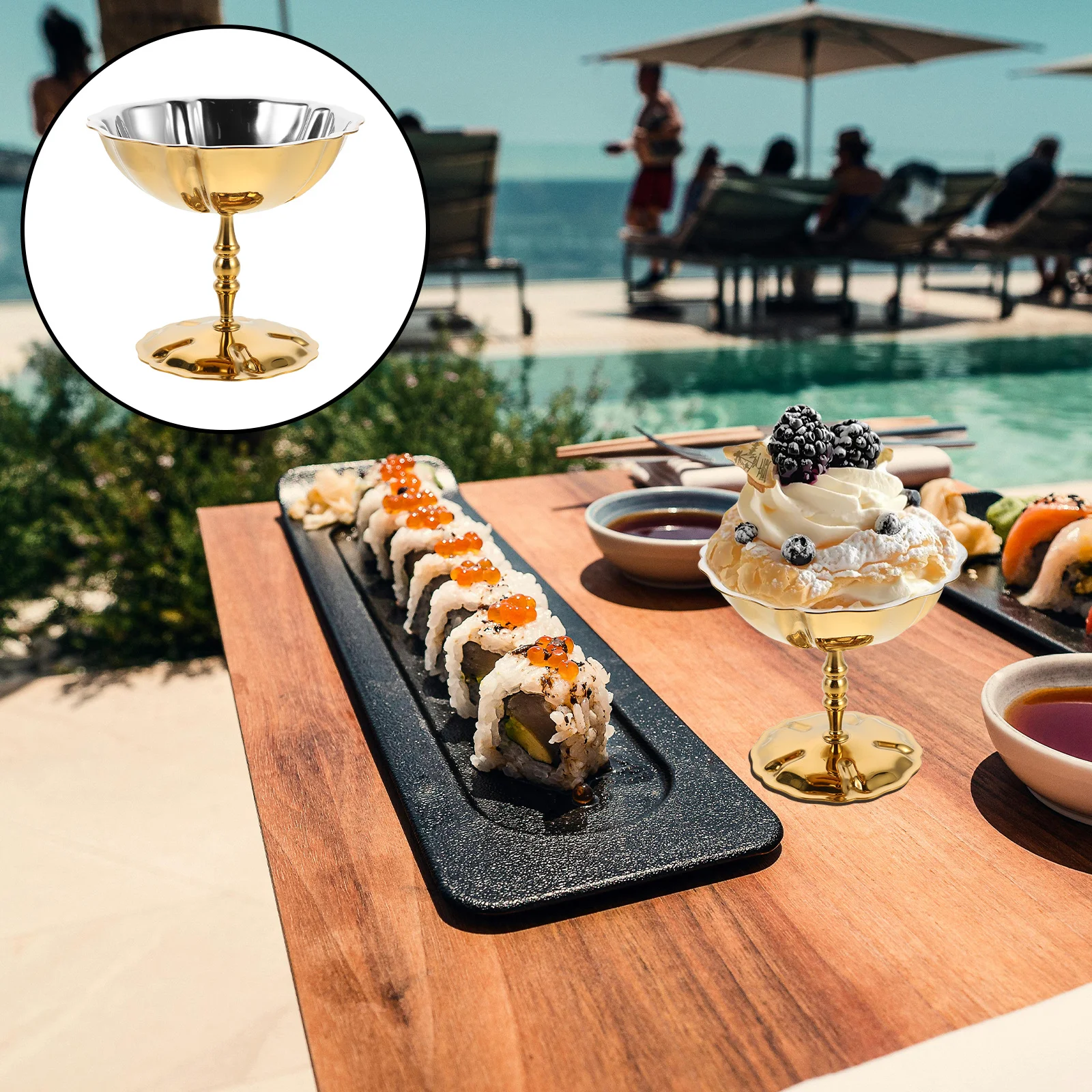 

Stainless Steel Dessert Bowl Footed Ice Cream Cup for Sundaes Yogurt Pudding Salad Fruit Condiments Trifle Dish Party Holiday