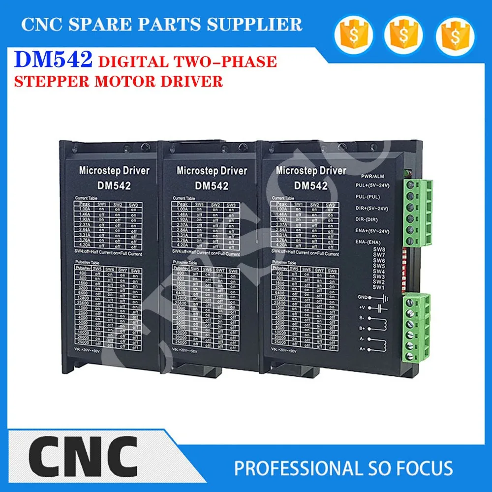 

3pcs 2 Phase Digital Stepper Motor Driver DM542 for NEMA 17 23 34 Series Stepper Motor CNC Machine 3d Printer