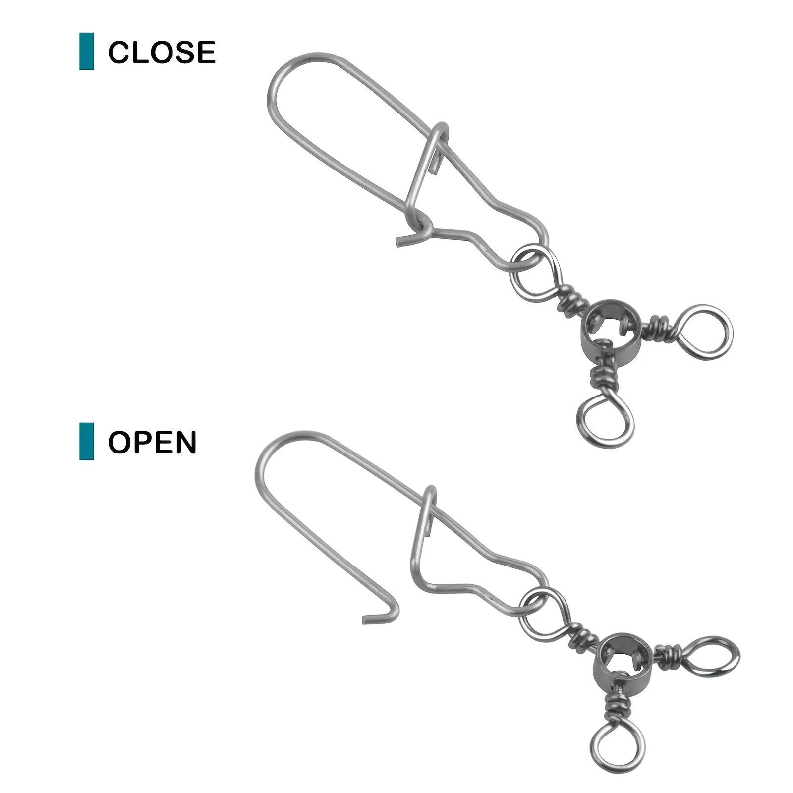 3 Way Snap Swivels Fishing Tackle, T-Turn Swivels Snaps Saltwater Connectors for Trolling Catfish Rig Surf Rig view 4