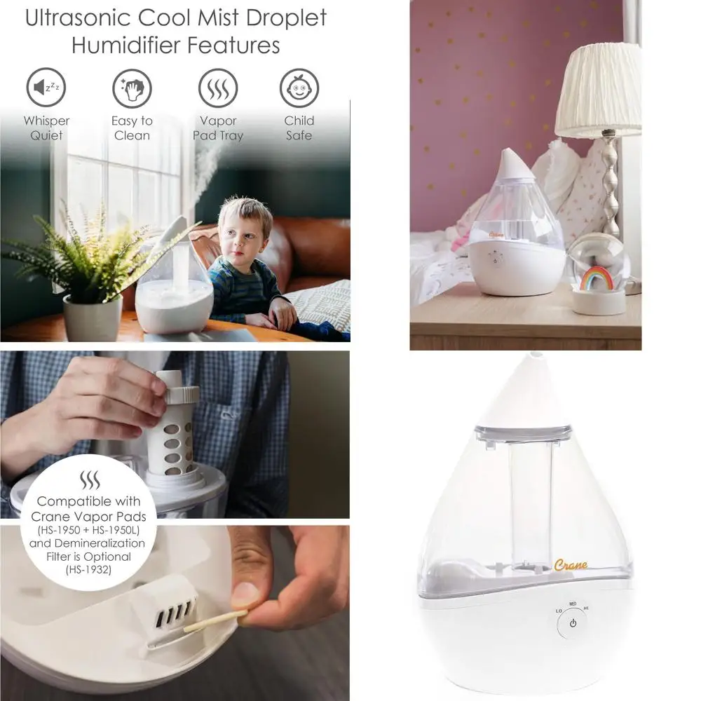 

Ультразвуковой увлажнитель воздуха Baby Cool Mist, автоматическое отключение, регулируемая влажность, для детской комнаты и спальни, 0,5 галлона, прозрачно-белый
