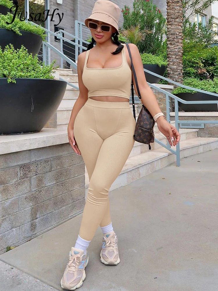 

Jusahy Autumn Release Junior Ankle-Length Sexy High Street Pants Suit K24S55273 Girl Solid Halter Cleavage Backless Pants Suit