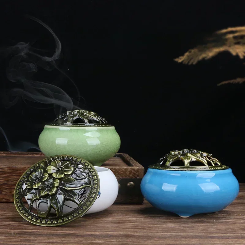 6 Styles Ceramic Incense Burners Holder Coil Cones Stick Incense Buddhist Home Decor Tearoom Yoga Room Desktop Ornaments