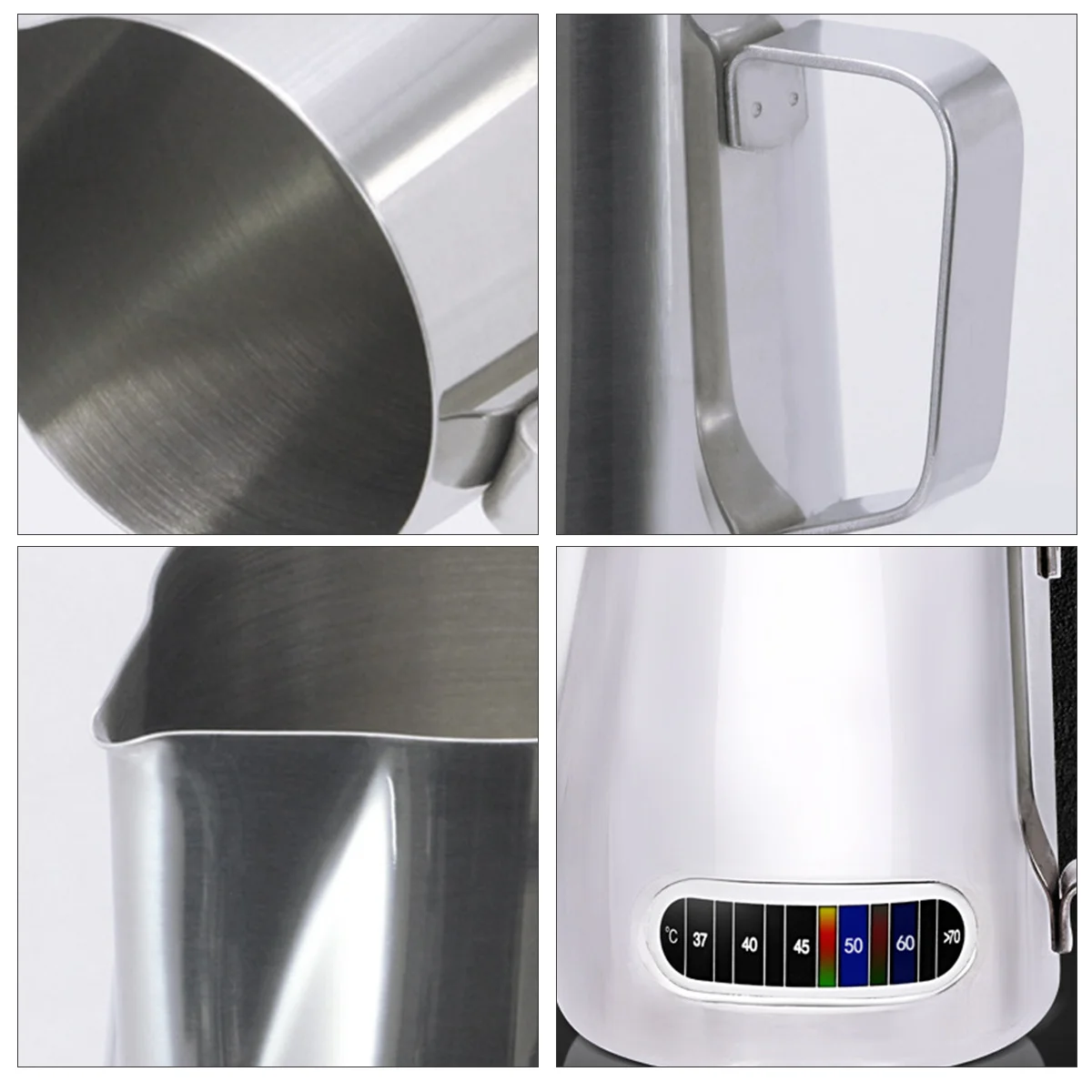 

Milk Frothing Pitcher Useful Thermometer Sticker Comfortable Handle for Frothing Steaming Milk Espresso Cappuccino Cup