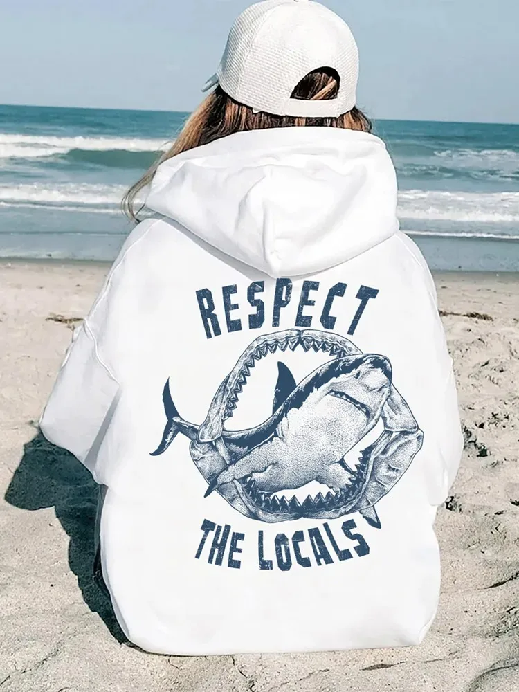 Protect Our Oceans Respect the Local Print Women Hoodie Sweatshirts Pocket Plus Size Women\'s Clothing Cotton Top Trend Clothes