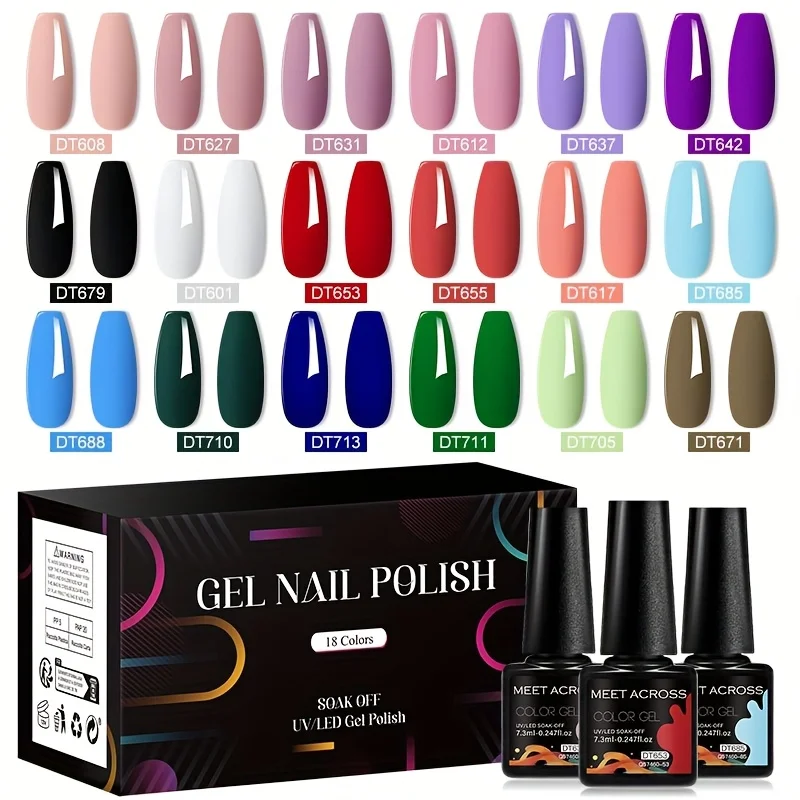 

18pcs 7.3ml Gel Nail Polish Set HEMA TPO FREE Nude Pink Red Semi Permanent Soak Off UV Gel Varnish Nail Supplies With Gift Box