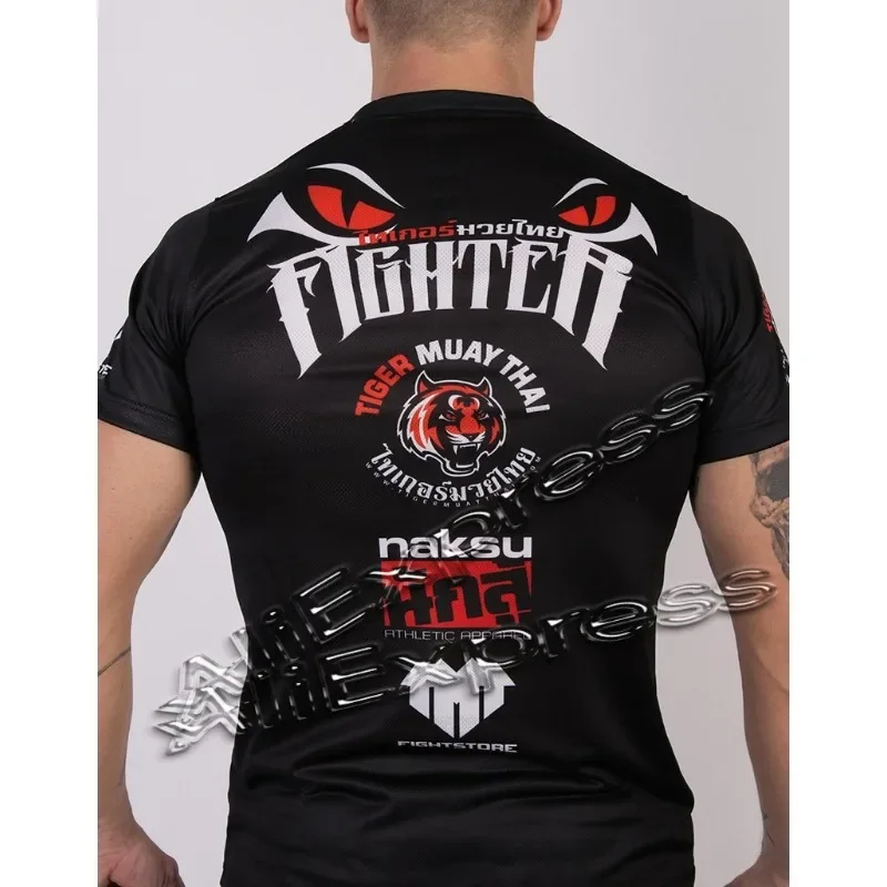 تي شيرت MMA Thai Tiger بأكمام قصيرة، سريع الجفاف وجيد التهوية، قميص تدريب فنون الدفاع عن النفس في صالة الألعاب الرياضية للياقة البدنية في الصيف #1