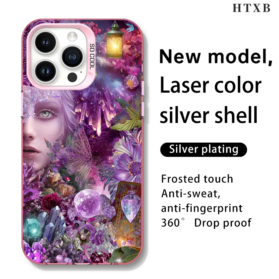 عالم غامض لحافظة الهاتف الأرجواني الوهمي لهاتف iPhone 17 إلى 11 Pro Max Plus