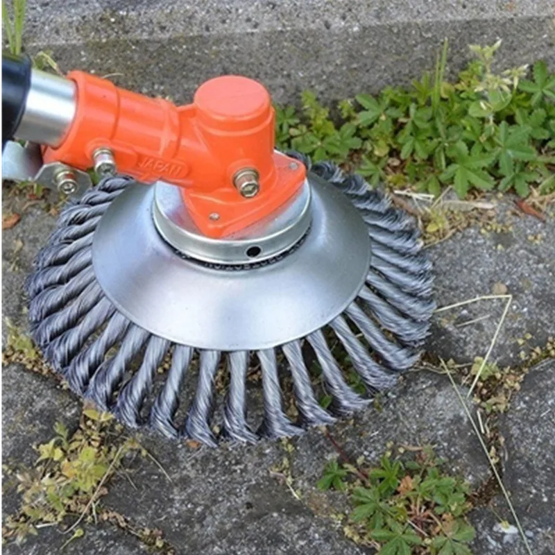 

6/8 Inch Steel Wire Weed Brush Wheel, Manganese Steel Lawn Mower Roller, 3X Durable Grass Trimmer Head for Commercial Mowers
