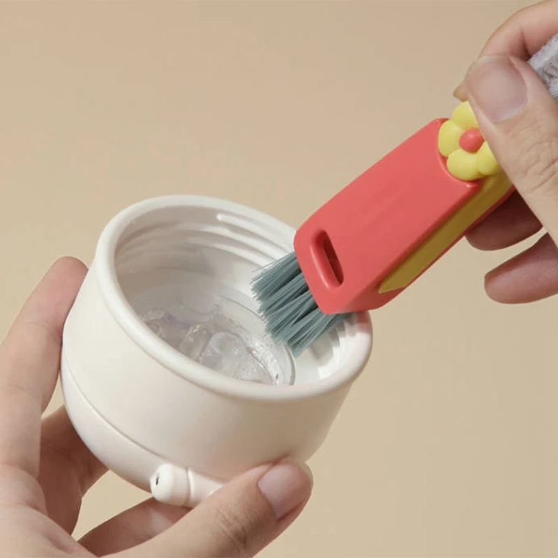 Cup Lid Cleaning Brush - Portable Crevice Cleaning Brush For Bottle Lid Gaps - 2 PC Cute Flower Multi Functional Cleaner Durable