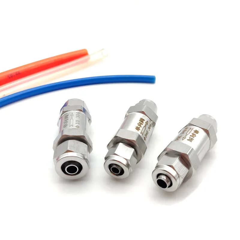 Schnellschraub-Einwegeventil aus Edelstahl 304, PU-Schlauch, PTFE-Schlauch, Schnellkupplungsschloss, sechseckiges Rückschlagventil für Mutter – Detail 4