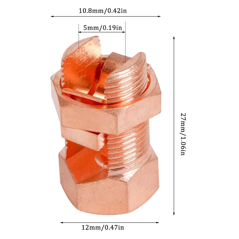 A44F-10Pcs Split Bolt Connector, Grounding Split Bolt Connector Split Bolt Connector For Complete Earth On Bare Wires