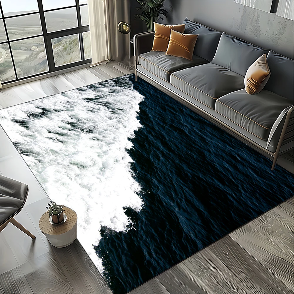 27-stijl nieuw blauw groen zeewater zeegolf oceaan tapijt tapijt voor woonkamer slaapkamer thuis bank decoratie, kinderen antislip vloermat - afbeelding 1